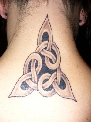 Back Neck Celtic Trinity Knot Tattoo for Girls