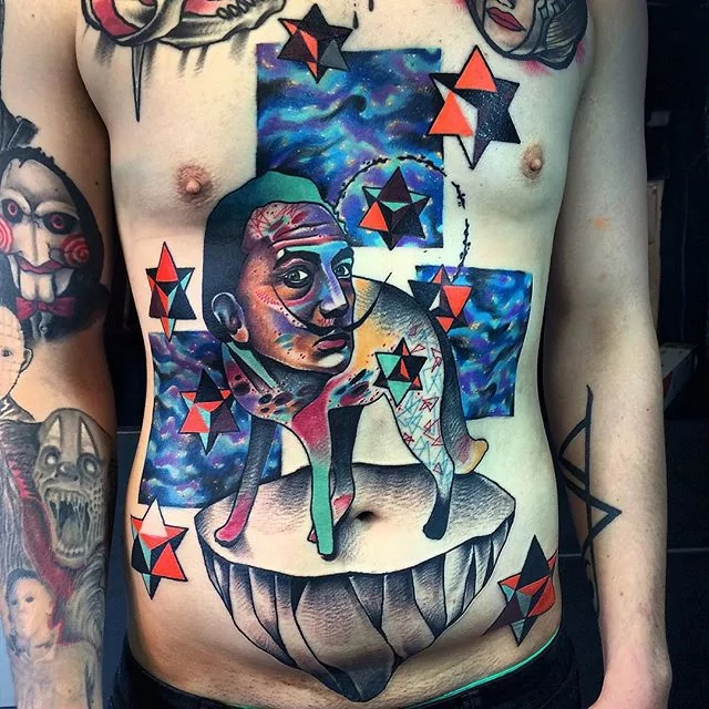 trippy chest tattoos