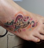 Expecto Patronum Literary Color Tattoo On Foot