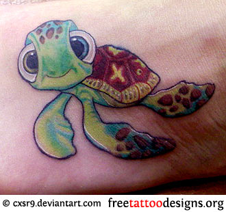 Cartoon Sea Turtle Tattoos Ideas