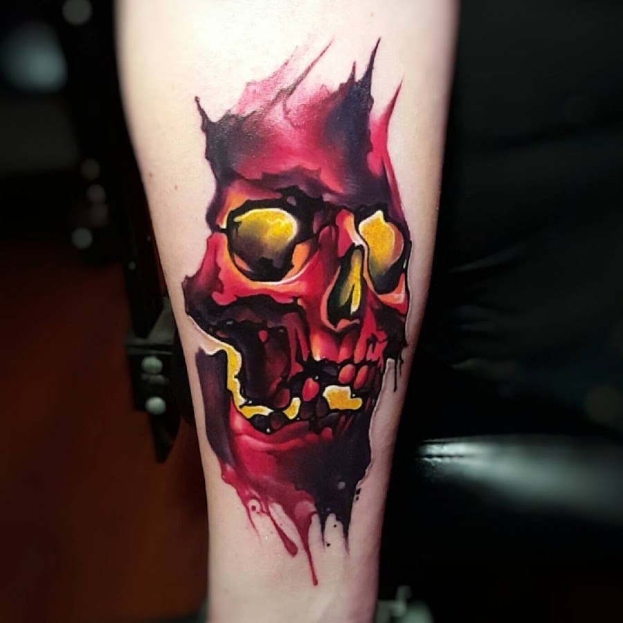 tylermalek-watercolor-skull-tattoo