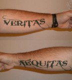 Veritas And Aequitas Tattoo On Arms