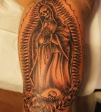 Skull Virgin Mary Arm Tattoo Design for Men - Religious Tattoos