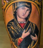 Classic Tattoo Design of the Virgin Mary - Religious Tattoos