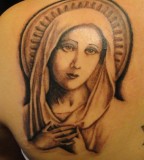 Virgin Mary with Honest Look Tattoo Design - Religious Tattoos