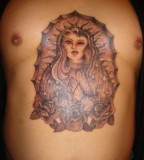 Virgin Mary with Roses in Goddess-like Tattoo Design for Men