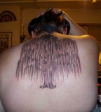Light Brown Weeping Willow Tree Tattoo on Woman's Back