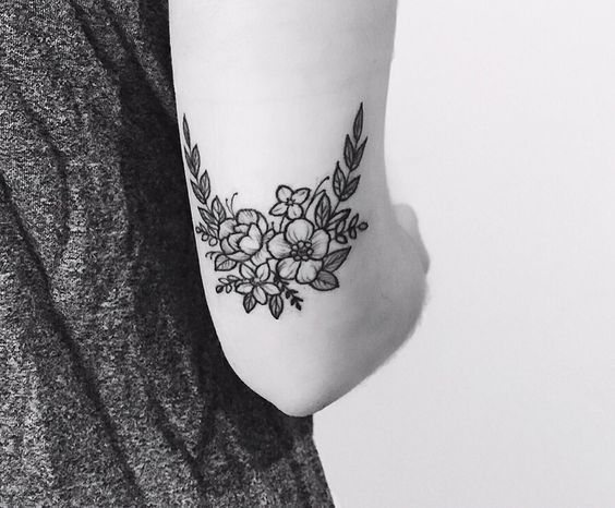 wildflower blakc and grey flower tattoo