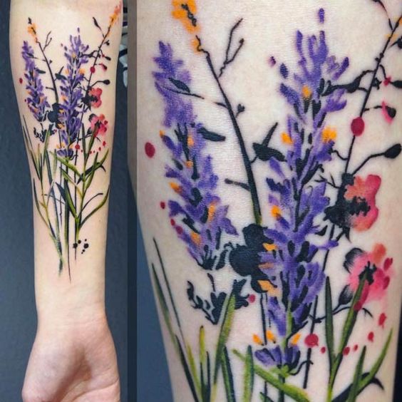 wildflower watercolor tattoo