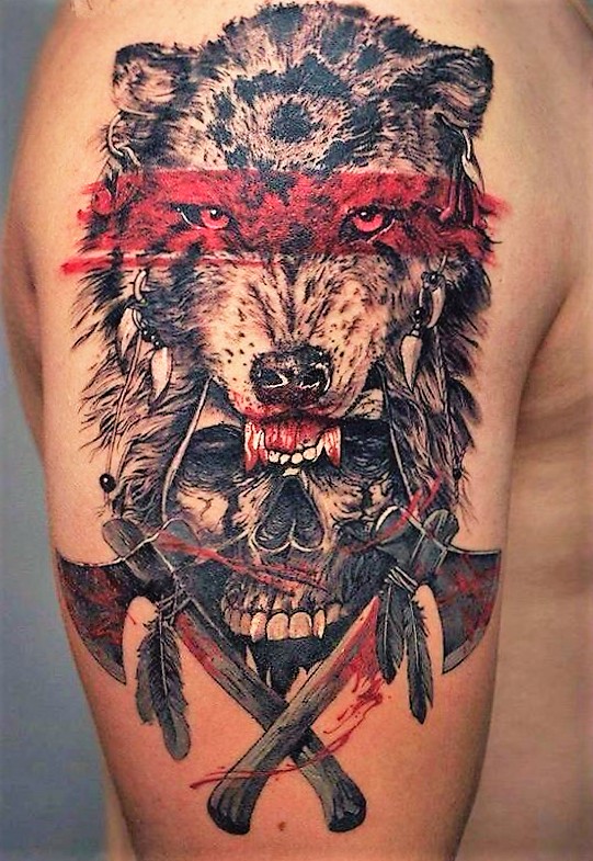 wolf-and-skull-tattoo