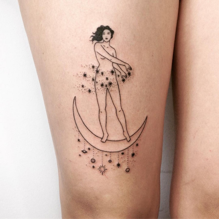 woman-on-the-moon-stick-and-poke-tattoo-by-taticompton