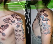 Origamis tattoos on shoulders