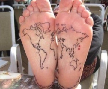 Maps tattoos on legs