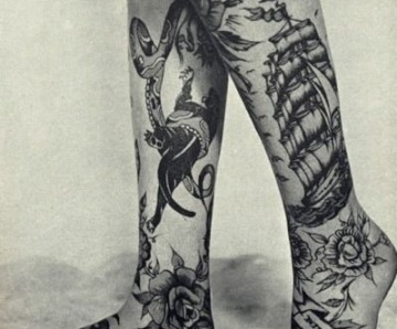 Ships tattoos on legs