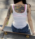 Girls with tattoo summer style skate