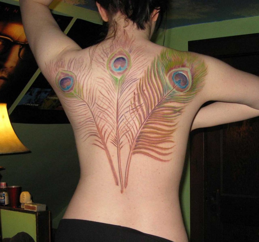 back tattoo designs feather