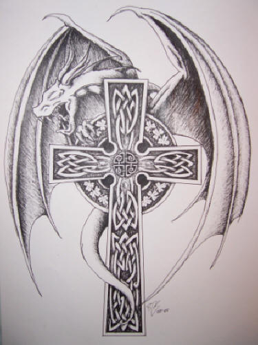 tattoo cross designs demon wings