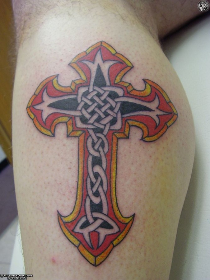 tattoo cross designs red black