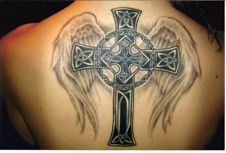 tattoo cross designs wings