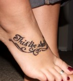 women tattoo designs words on feet