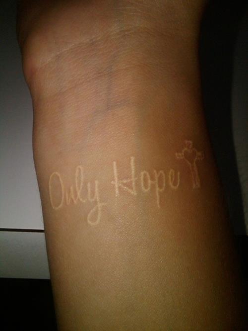 white ink tattoo only hope