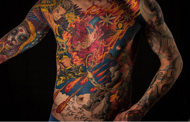 all body tattoo for man bright suit