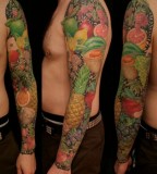 animal rights tattoo fruit sleeve