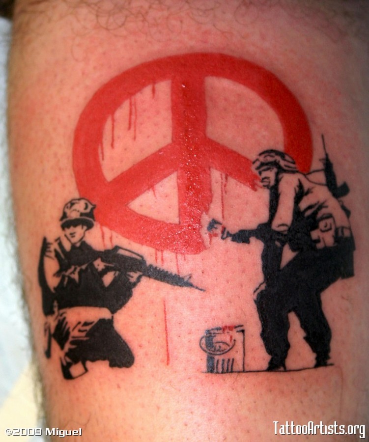 banksy graffiti tattoo soldiers peace