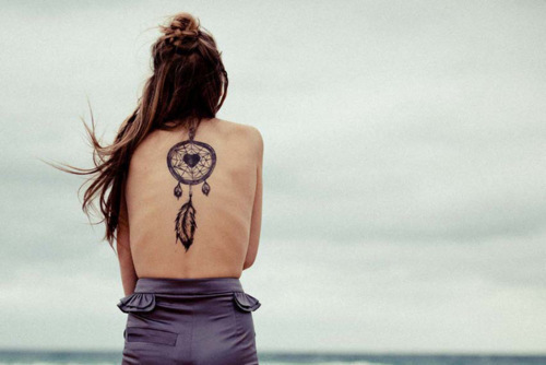 beach girl tattoo dreamcatcher