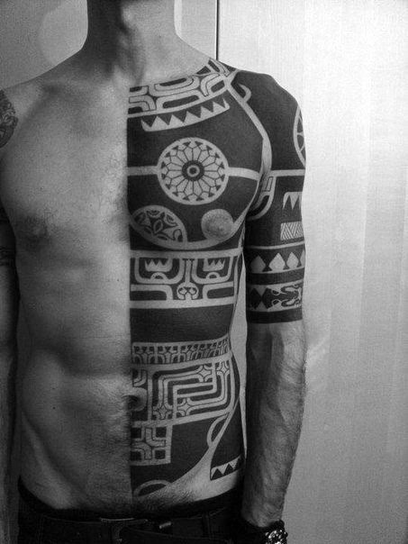 black and white photo tribal tattoo
