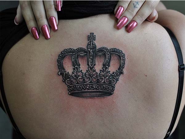crown tattoo large on back