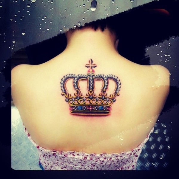 crown tattoo on back