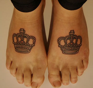 crown tattoo on feet