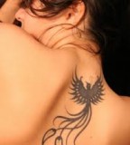 elegant bird tattoo black work bird with long tail