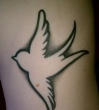 elegant bird tattoo contour work flying