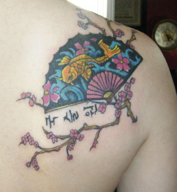 fan tattoo oriental koi