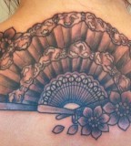 fan tattoo spanish fan with flowers