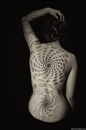 geometric abstract tattoo  shadows full back tattoo