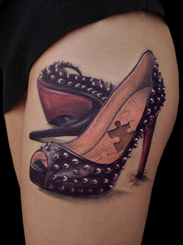 realistic tattoo high heels