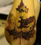 realistic tattoo  maple leaf