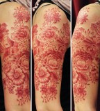 red ink tattoo flower sleeve