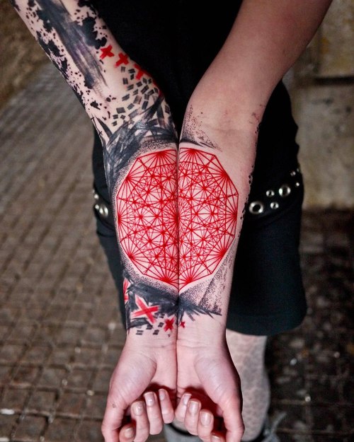 red ink tattoo fractal