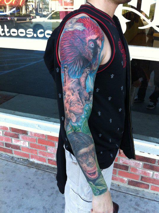 tattoo by Mike DeVries animals sleeve