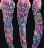 tattoo by Mike DeVries sleeve Dali face