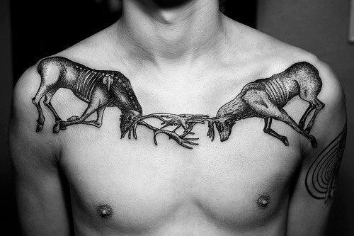 tattoo design for men fighting deers