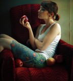 thigh tattoo apples