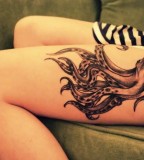 thigh tattoo octopus