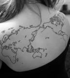 travel tattoo world  map contour on back
