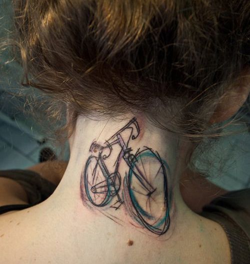 watercolor tattoo design bicycle