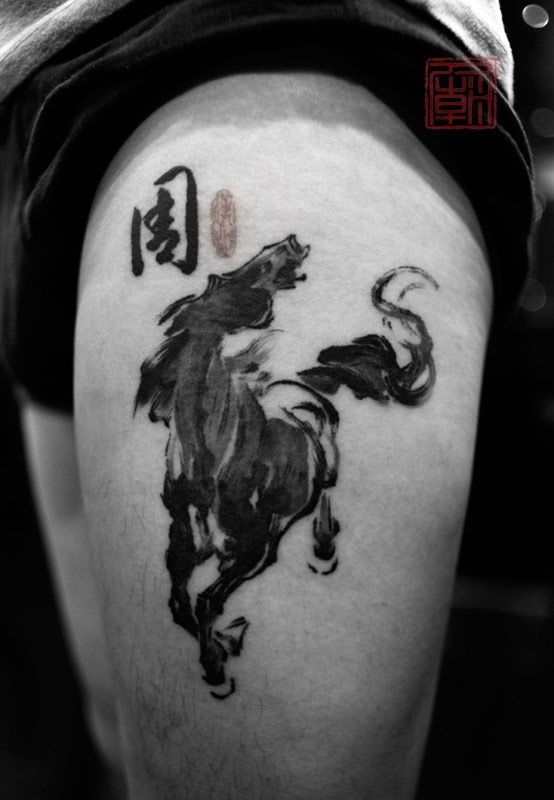 watercolor tattoo design horse
